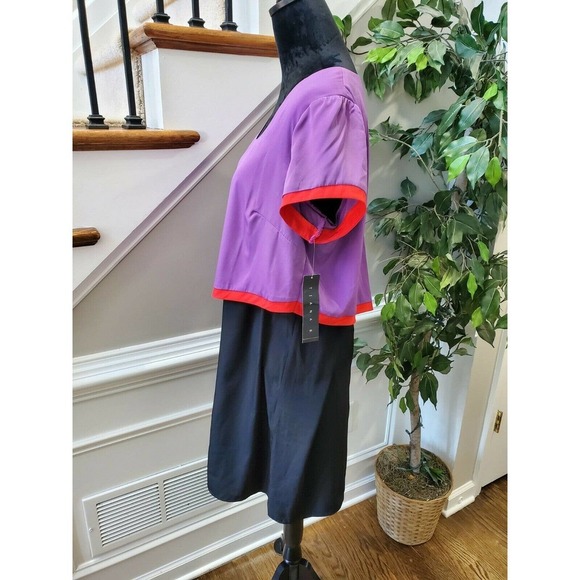 Tiana B Women Purple/Black Polyester ShortSleeve Scoop Neck Knee Length Dress 14 - Picture 5 of 11